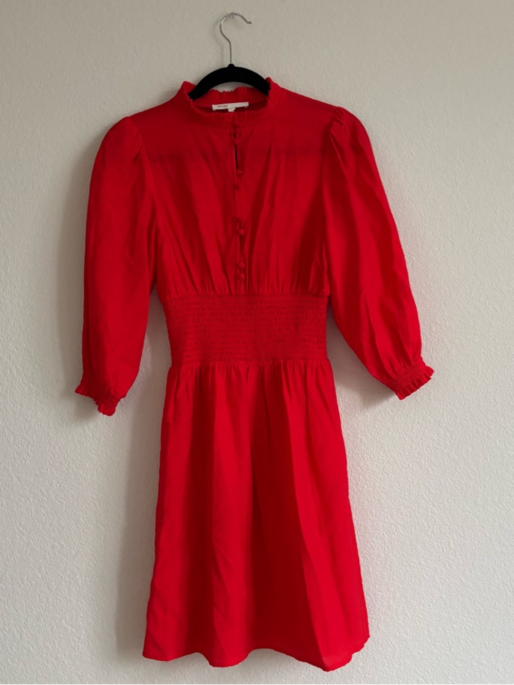 Maje Ritha Rouje Red Smocked Dress - Picture 3 of 17